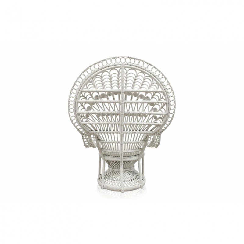 WHITE RATTAN PEACOCK ARMCHAIR - CHAIRS, STOOLS